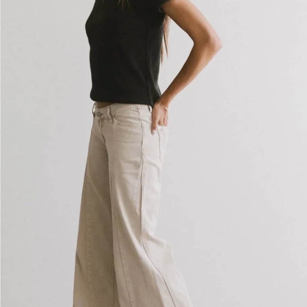 bohme Wide Leg Jeans in Light Beige